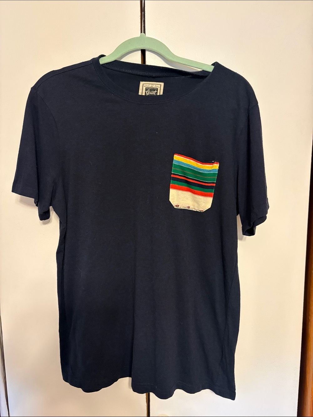 Beautiful Giant Men's Navy Short-Sleeve Tee with Striped Pocket